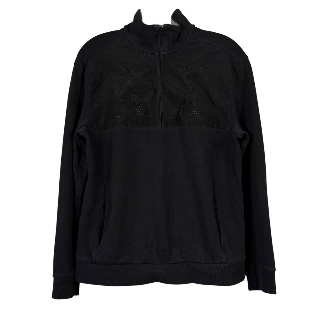 ARMANI EXCHANGE Men's Quarter Zip Pullover, AX Perforated Logo, Size Medium